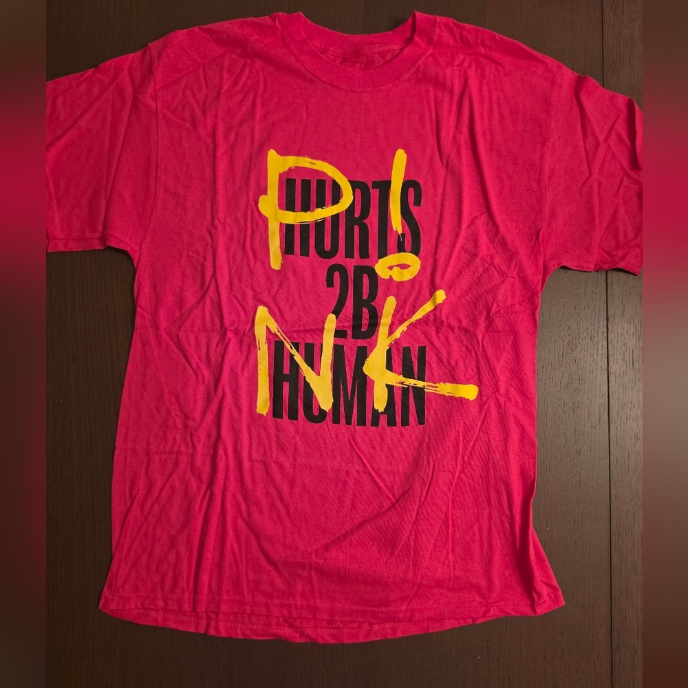 Graphic T-Shirt - Pink with Yellow & Black Print New Without Tags Size L